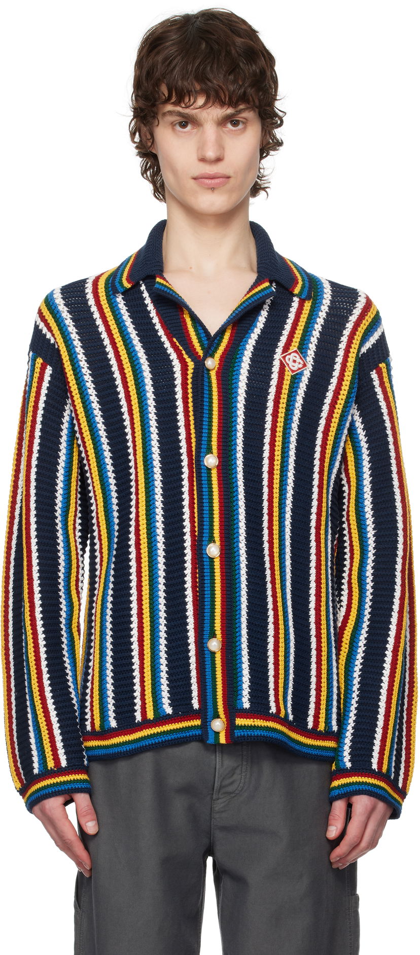 Džemper Casablanca Casablanca Stripe Crochet Cardigan Višebojno | MPS25-KW-836-01