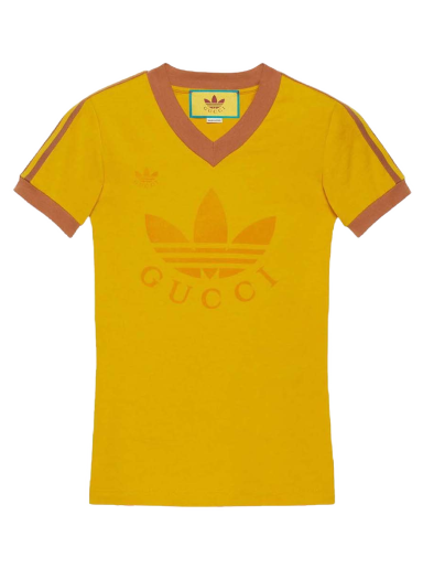 Majica kratkih rukava Gucci adidas x V-Neck T-Shirt Žuta | 693636 XJEBZ 7219