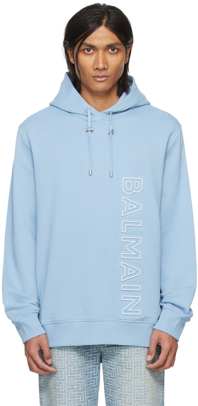 Dukserice Balmain Embossed Hoodie Plava | CH1JT046BC22