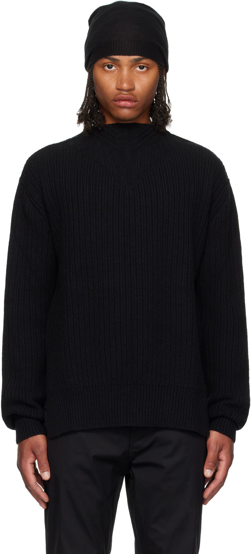 Džemper Rick Owens Rick Owens Concordians Fisherman Round Neck Sweater Crna | RU02E1649 KWV