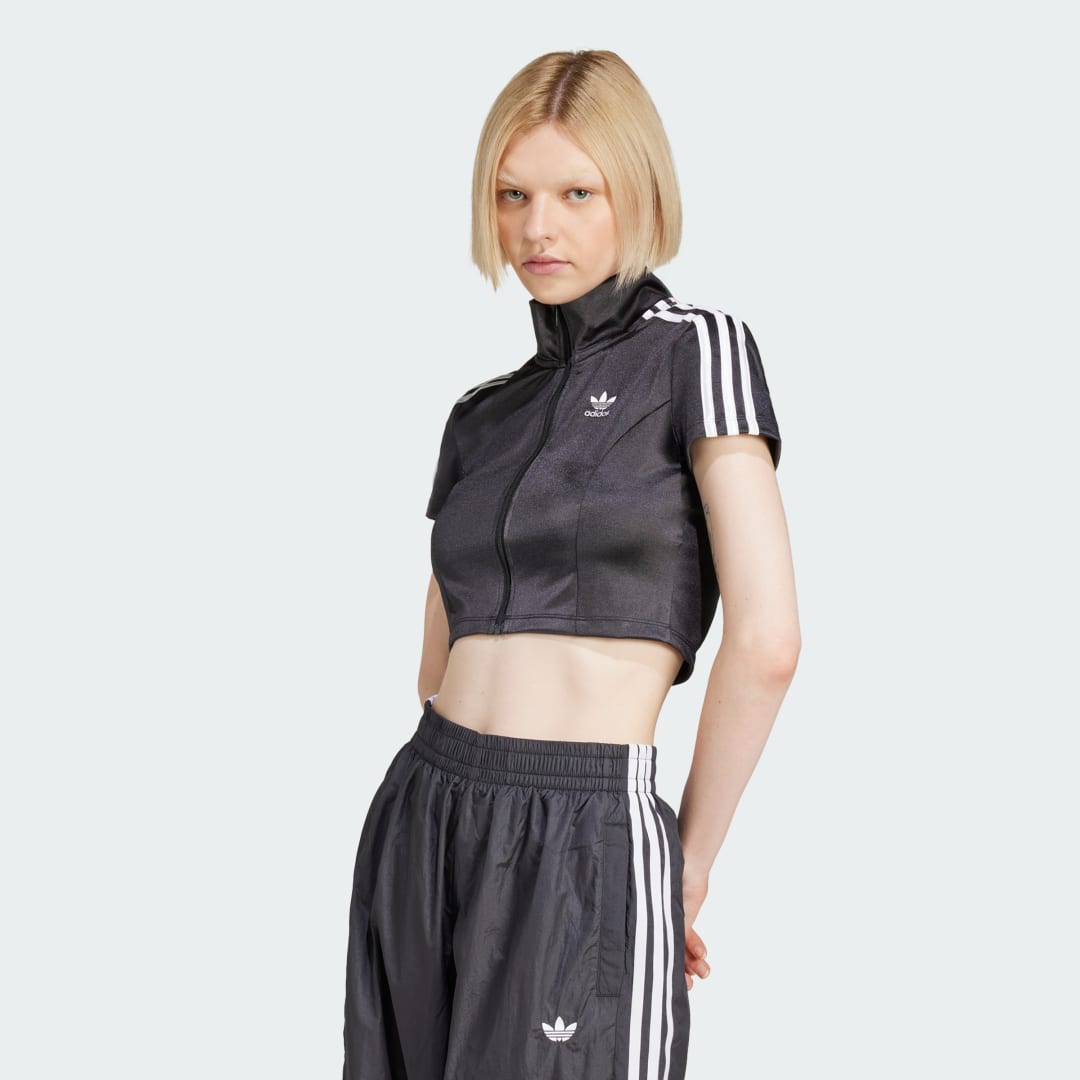 Crop top adidas Originals Short Sleeve Track Top Crna | JD0277, 0