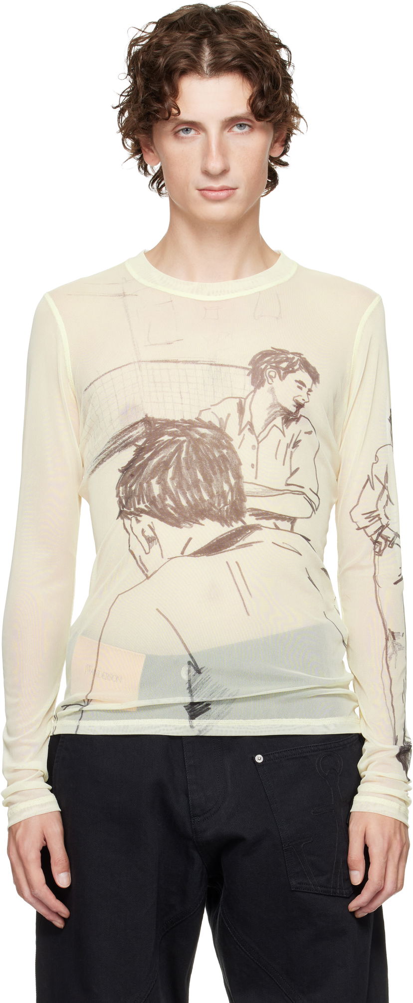 Majica kratkih rukava JW Anderson Long Sleeve Graphic Underpinning T-shirt Žuta | JO0234-PG1814