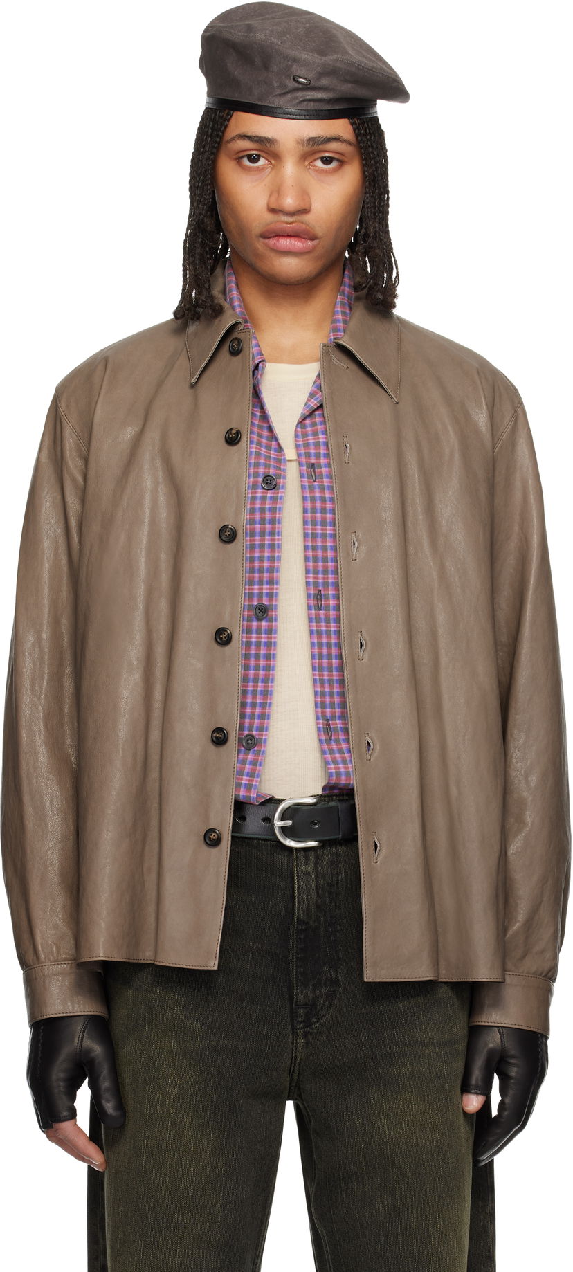 Košulja OUR LEGACY Our Legacy Welding Leather Shirt Smeđa | M2259W7