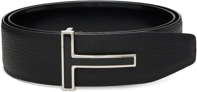 Pojasevi Tom Ford TOM FORD Leather Reversible Belt with Enamel T Buckle Crna | TB247-LCL237S