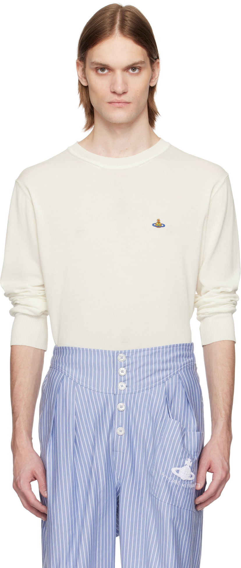 Džemper Vivienne Westwood Vivienne Westwood Alex Round Neck Sweater Bijela | 27010012-Y003F-