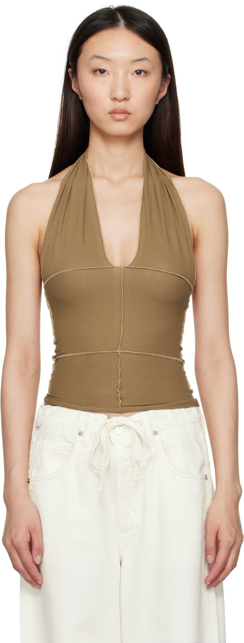 Majica bez rukava Baserange Baserange Cinder Halter Top Smeđa | TOCH-RB-SU25