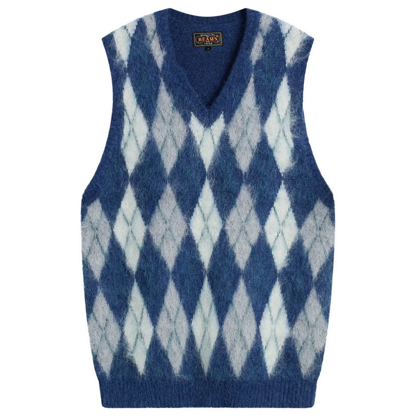 Prsluk BEAMS Mohair Argyle Knit V-Neck Vest Višebojno | 3805-0067-048-79