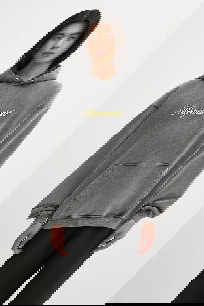 Dukserice Represent Clo Represent Script Logo Hoodie Siva | MLM100028, 0