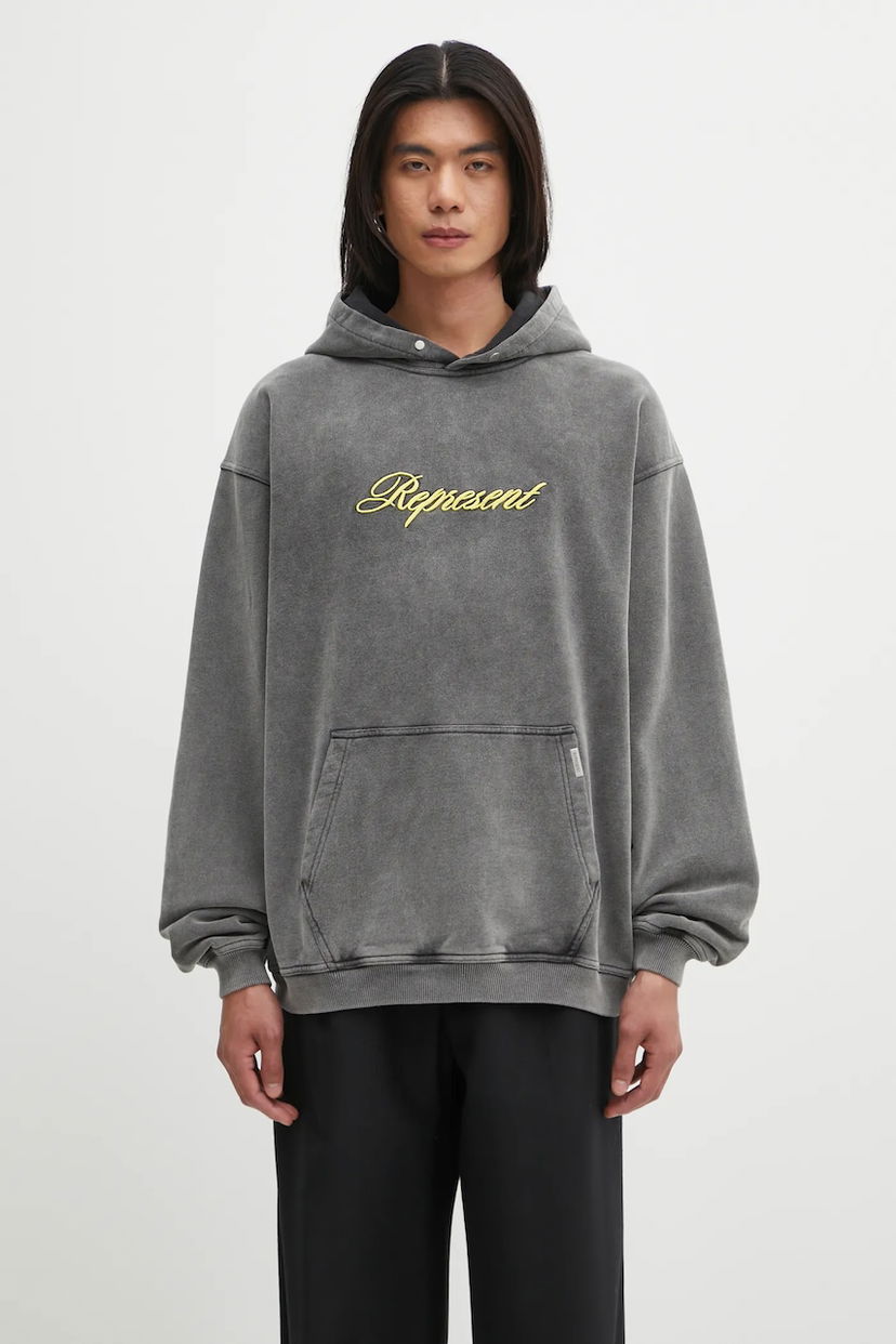 Dukserice Represent Clo Represent Script Logo Hoodie Siva | MLM100028