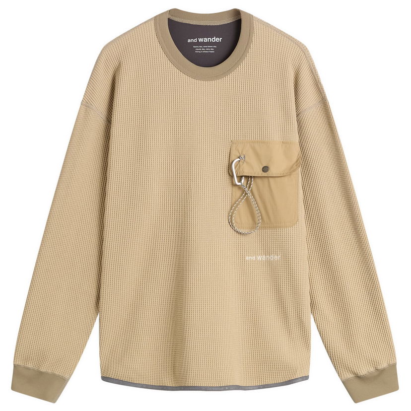 Majica kratkih rukava and wander Longsleeve Waffle T-Shirt Bež | 5745984084-040