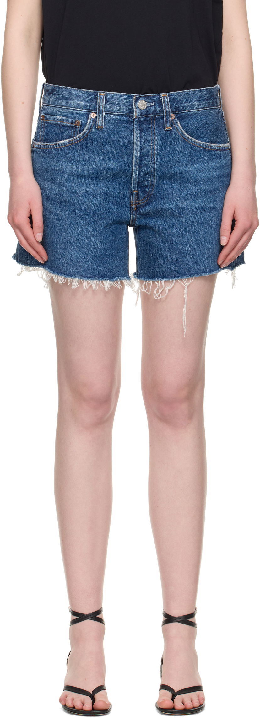 Kratke hlače AGOLDE AGOLDE Parker Long Denim Shorts Plava | A9010-1371