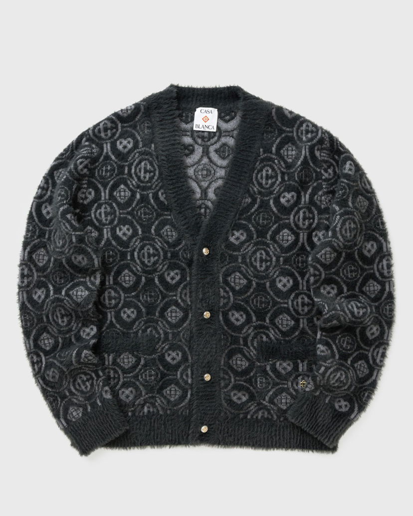 Džemper Casablanca Fluffy Monogram Jacquard Cardigan Crna | M-AW25-KW-1094-01