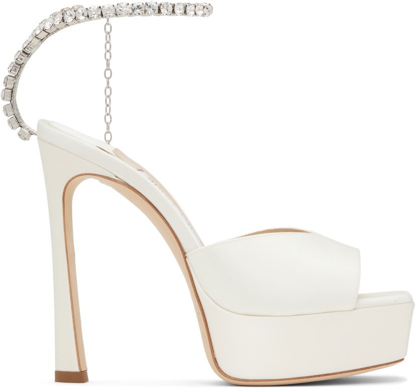 Tenisice i cipele Jimmy Choo Jimmy Choo Saeda 125 Heeled Sandals Bijela | SAEDA SANDAL 125