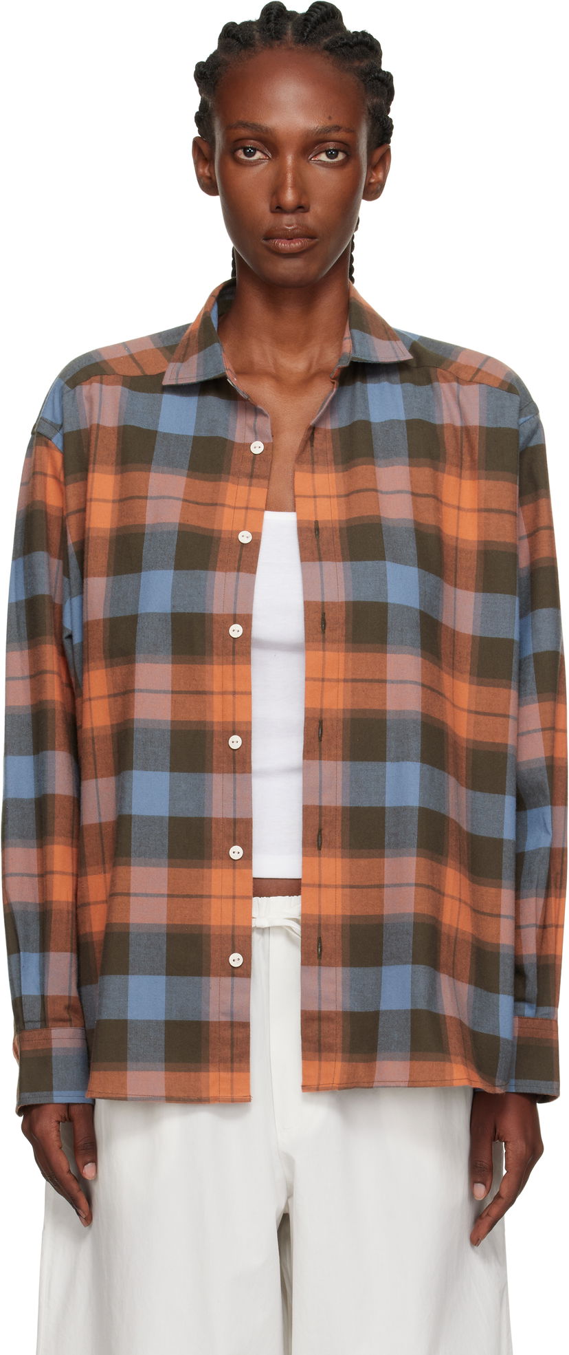 Košulja Baserange Baserange Claude Plaid Button-Down Shirt Narančasta | TSCL-OC-AU25