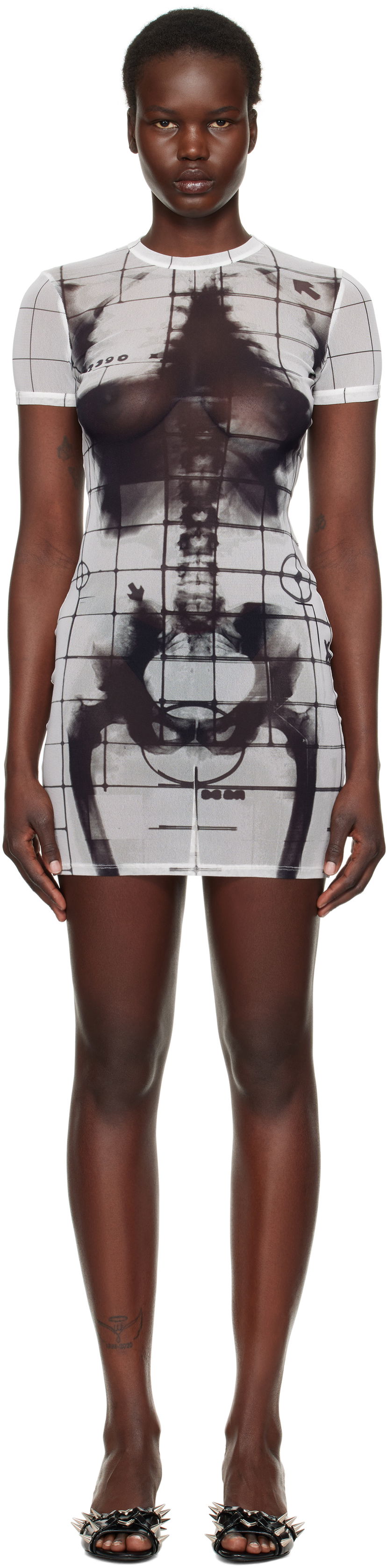 Haljina Jean Paul Gaultier Jean Paul Gaultier 'The Squeletor' Mesh Minidress Bijela | 25/33-F-RO310-T580-0100
