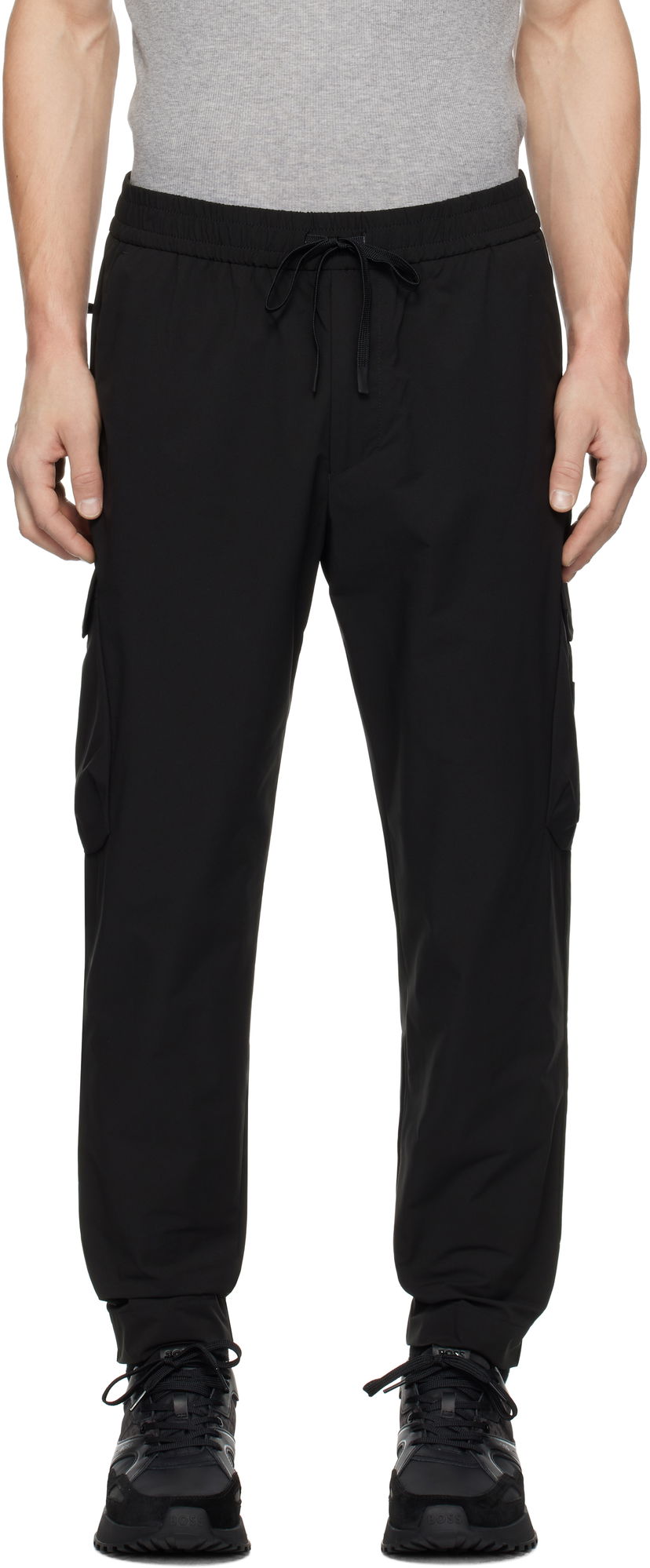 Cargo hlače BOSS Tapered-Fit Cargo Pants Crna | 50508339