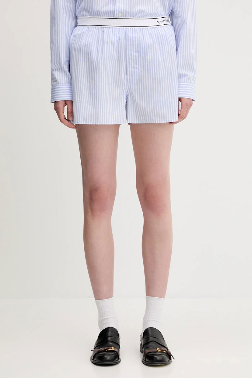 Kratke hlače Sporty & Rich Sporty & Rich Serif Logo High Waist Shorts Plava | SH015612300ST08