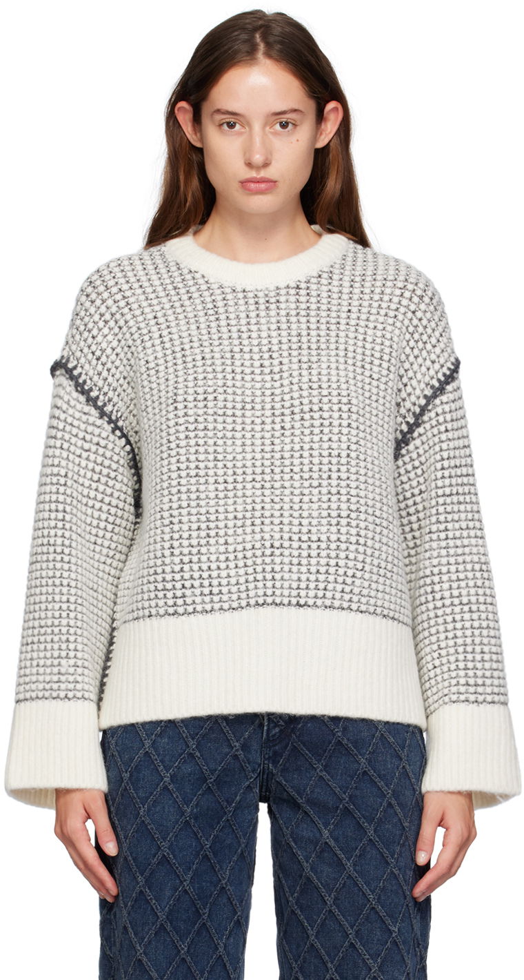 Džemper rag & bone Katie Waffle Knit Sweater Bijela | WAS24F050SA50