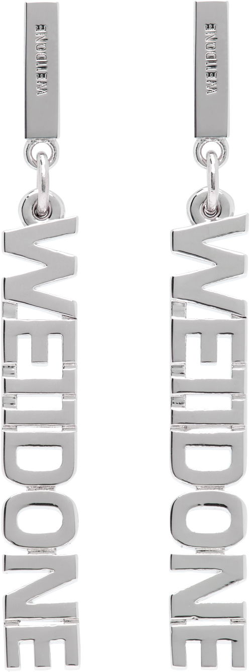 Naušnice We11done Lettering Drop Earrings Metalik | WD-AJ2-24-524-U-SV
