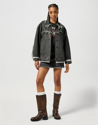 Jakna Wrangler Wrangler Icon Era Fray Denim Jacket XS Crna | 112356496:XS, 1