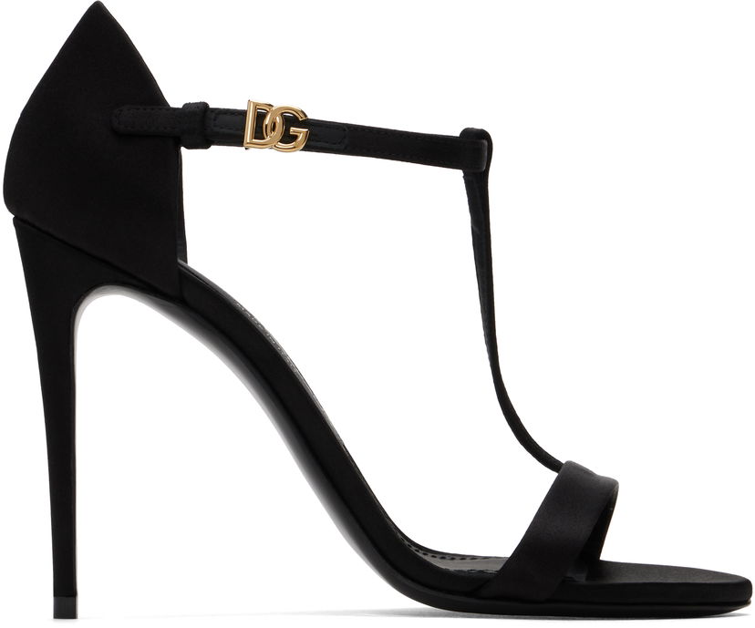 Tenisice i cipele Dolce & Gabbana Satin T-Bar Heeled Sandals Crna | CR1766 A7630