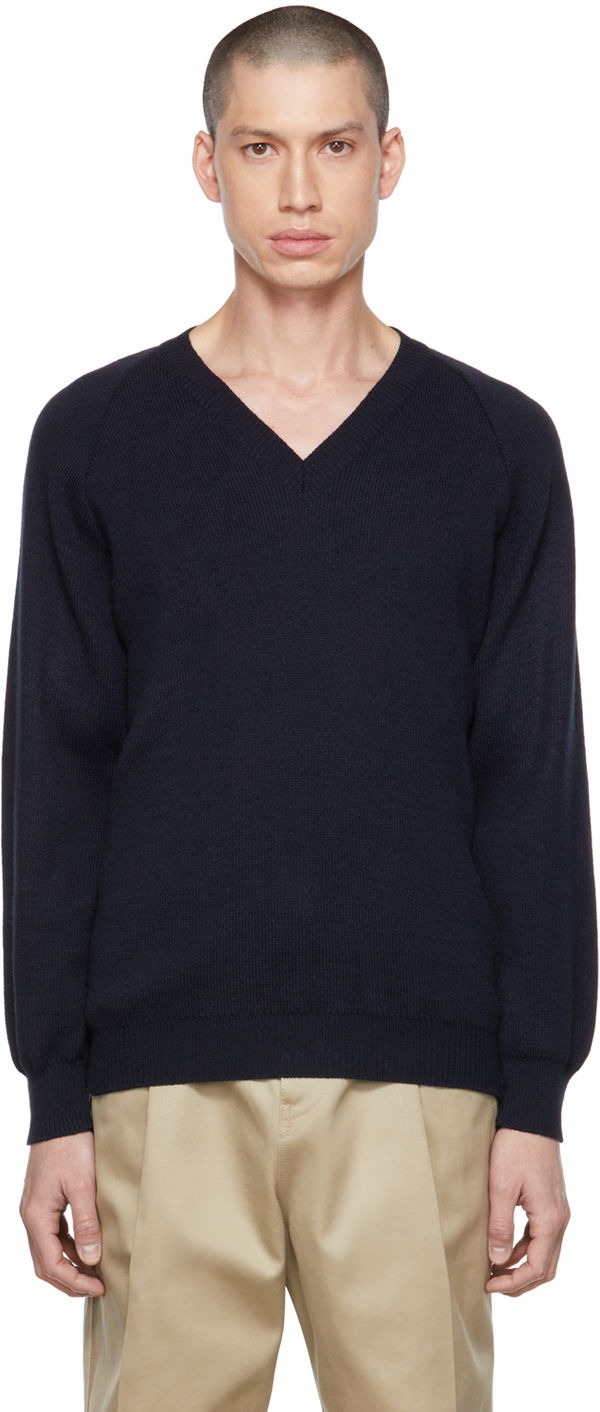 Džemper Comme des Garçons Lochaven of Scotland Edition V-Neck Sweater Tamnoplava | DH-N505-051