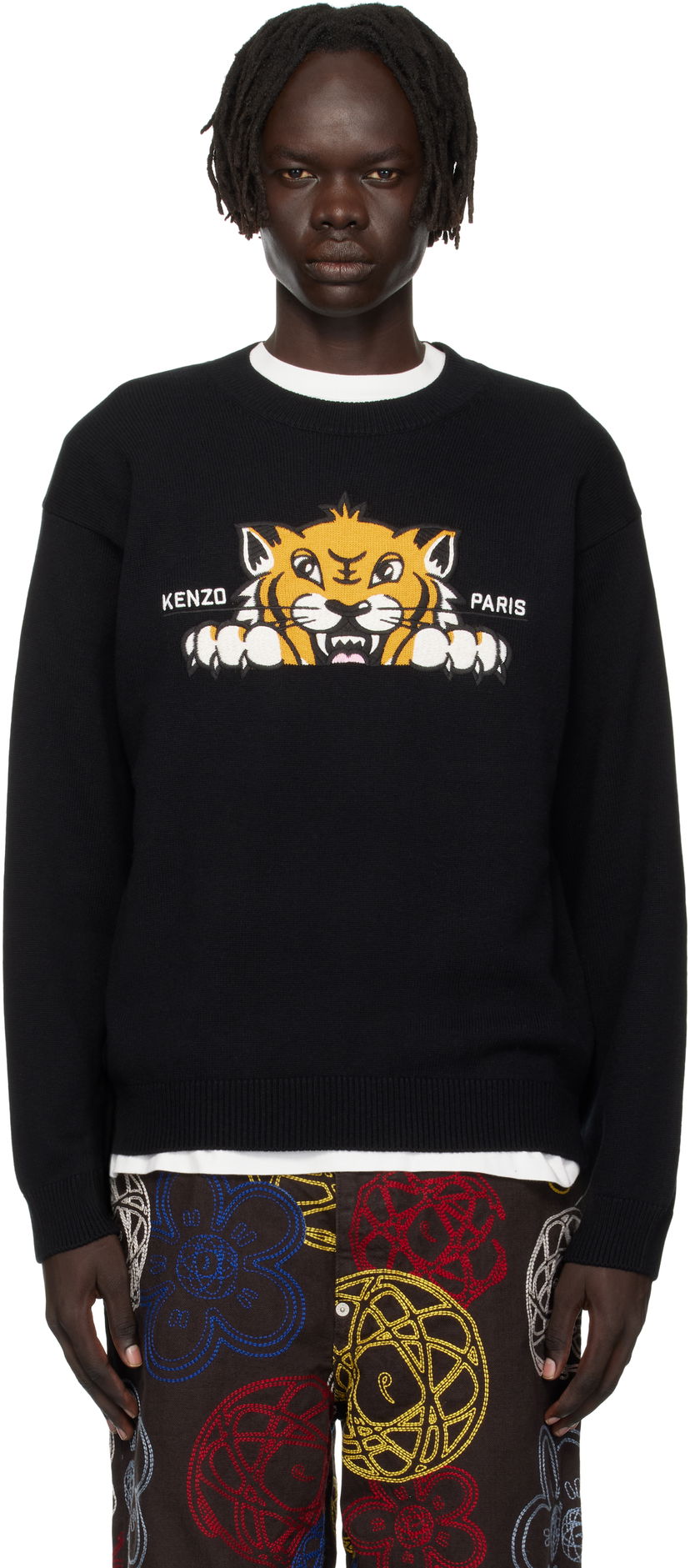 Džemper KENZO Kenzo Paris 'KENZO Happy Tiger' Embroidered Sweater Crna | FF65PU7503LI