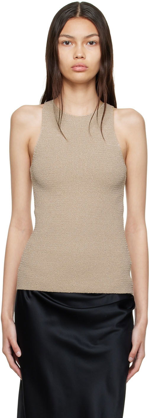 Majica bez rukava Helmut Lang Taupe Polyester Tank Top Bež | M04HW706