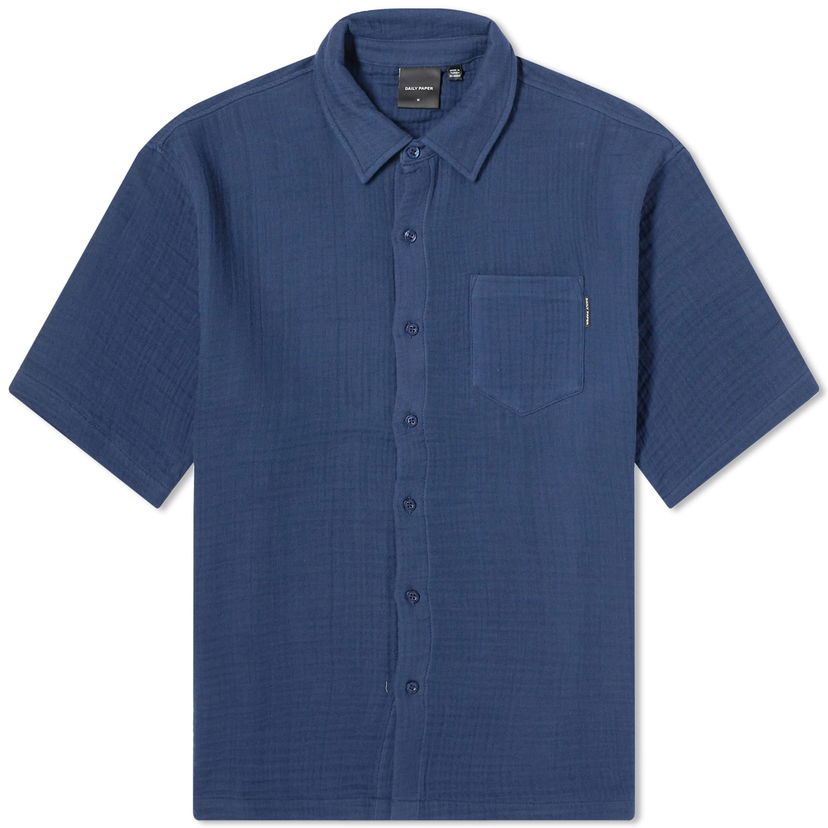Polo majica DAILY PAPER Enzi Seersucker Shirt Tamnoplava | 2411134