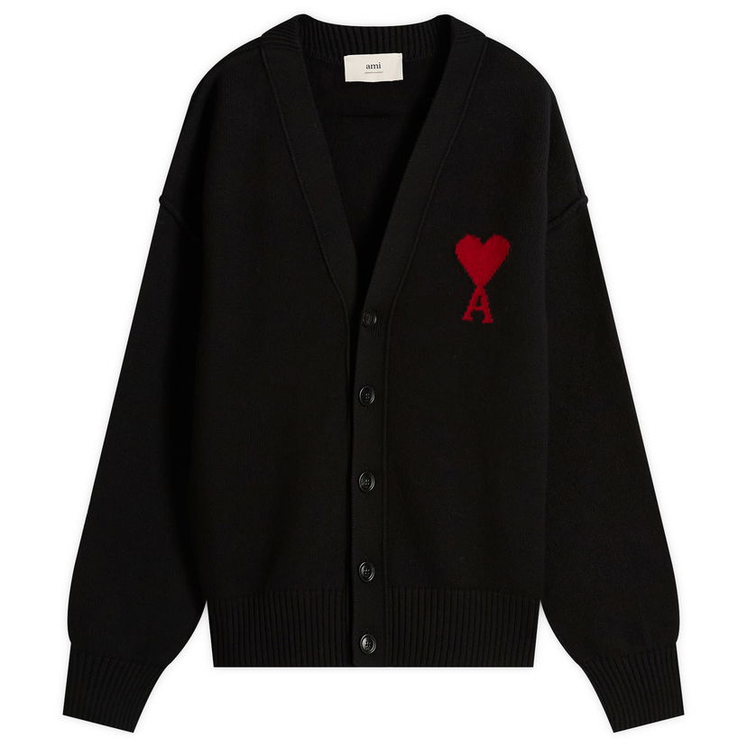 Džemper AMI Men's Merino Wool Knit Cardigan, Size Large Crna | H25UKC367-018-009H25