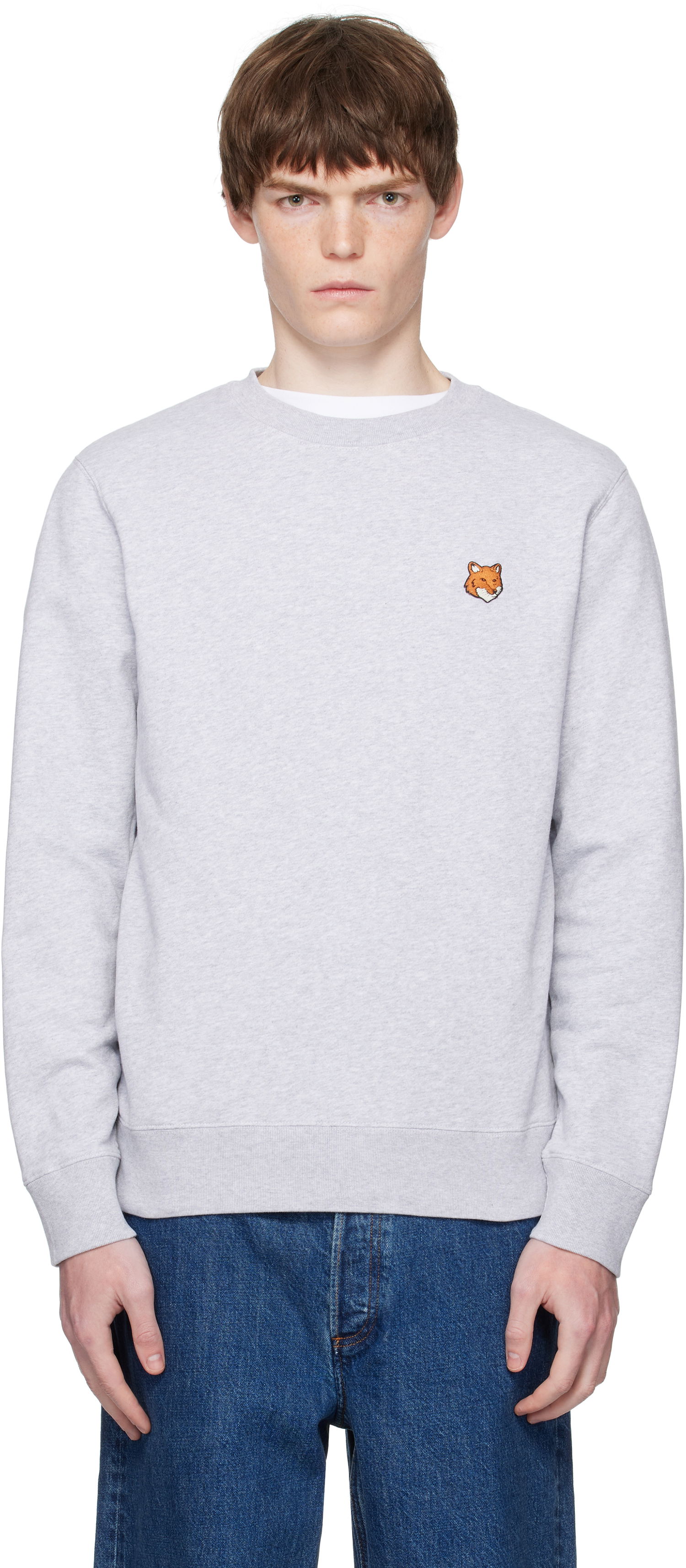 Dukserice MAISON KITSUNÉ Maison Kitsuné Fox Head Patch Regular Sweatshirt Siva | PM00303KM0340, 0