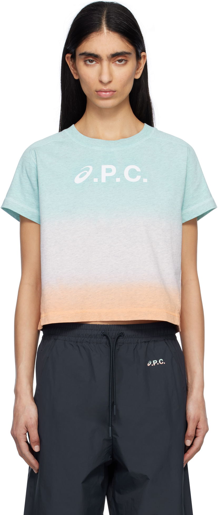 Crop top A.P.C. ASICS Edition Cloud Dip Dye Cropped T-Shirt by A.P.C. Tirkiz | COEAV-F26482