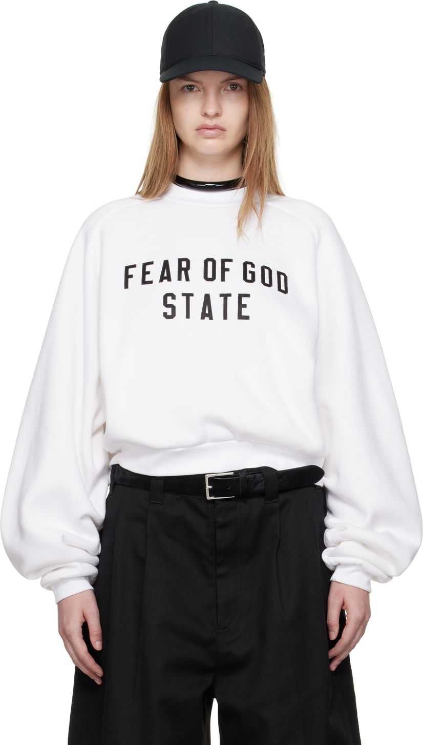 Dukserice Fear of God Fear of God ESSENTIALS Fleece Raglan Crewneck Sweatshirt Bijela | 192SP257834FW