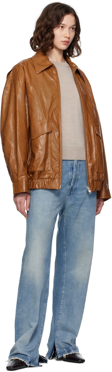 Bomber jakna Maison Margiela MM6 Maison Margiela Oversized Faux-Leather Bomber Jacket Smeđa | S52AM0325 M35465, 3