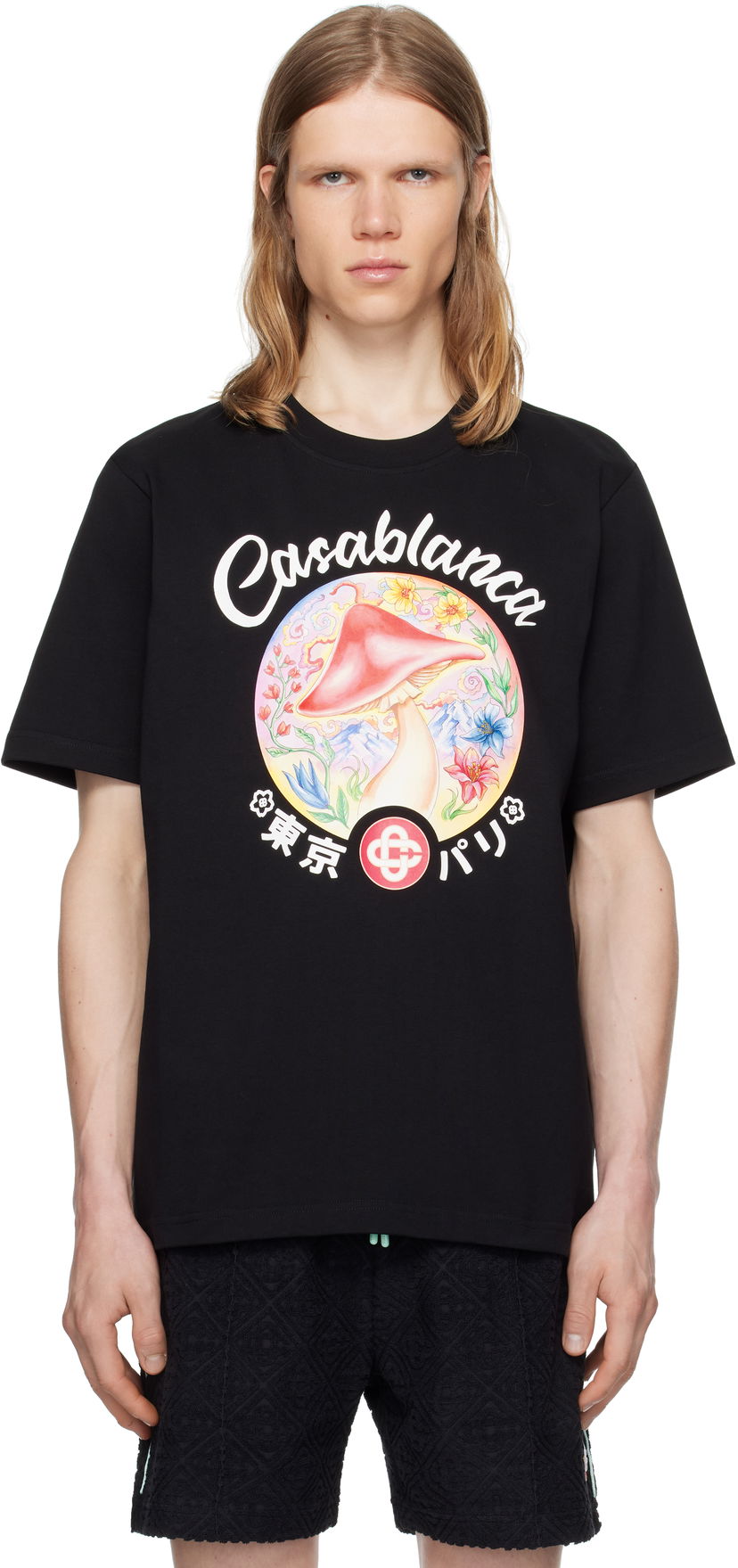 Majica kratkih rukava Casablanca Casablanca Mushroom Emblem T-Shirt Crna | MPF25-JTS-001-05