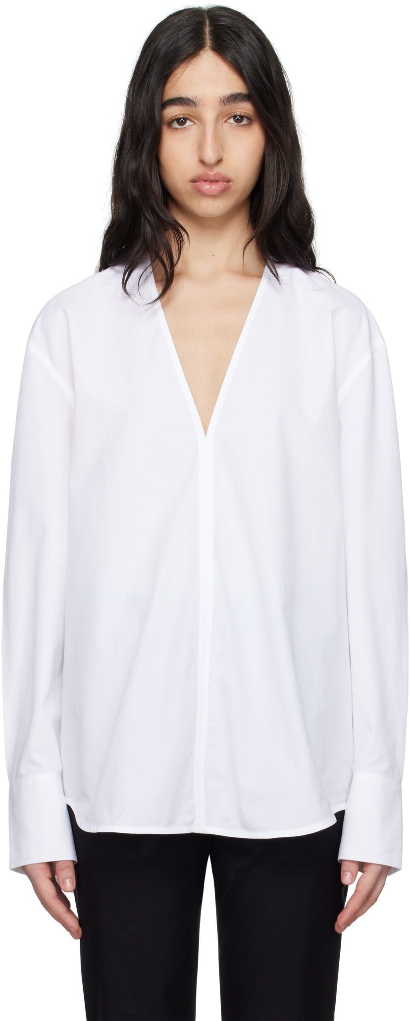 Košulja TOTEME TOTEME V-Neck Shirt Bijela | 252-WRT0503-FB0119