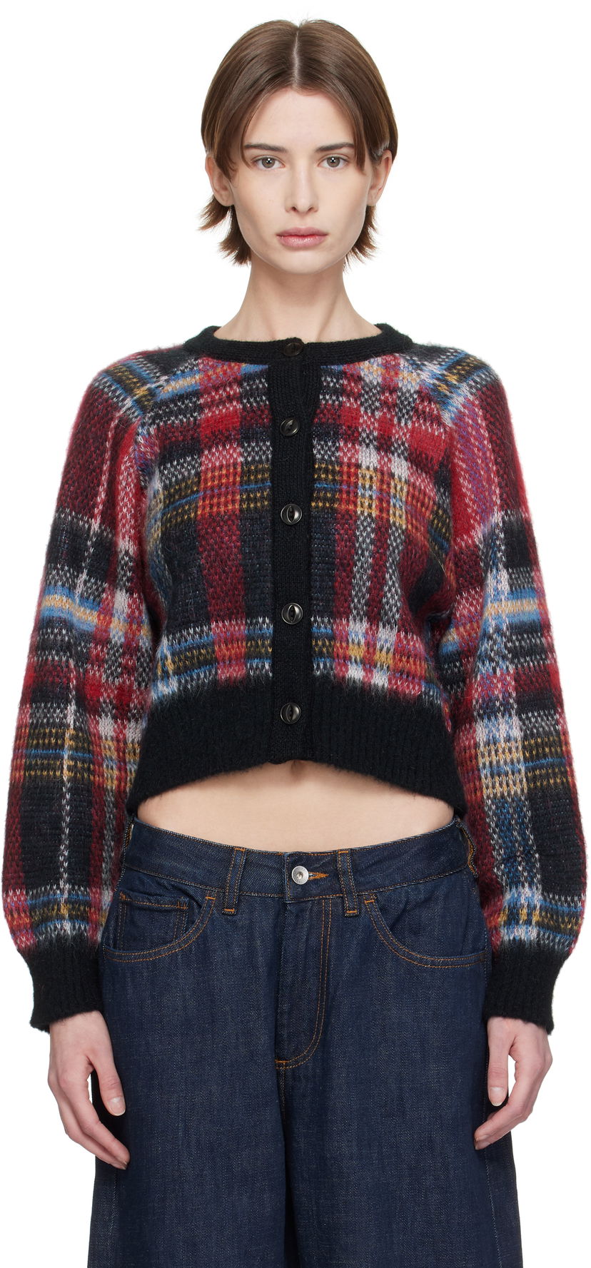 Džemper YMC YMC Foxtail Tartan Cropped Cardigan Višebojno | Q8XMI