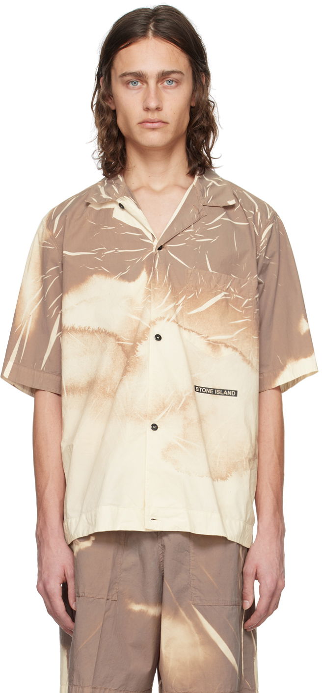 Košulja Stone Island Brown Graphic Shirt Bež | 801512393