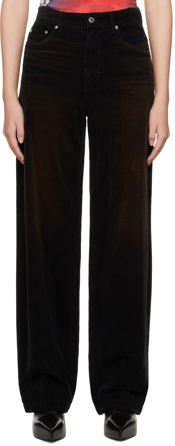 Jeans We11done Washed Wide-Leg Trousers Crna | WD-DP3-22-392-W-BK