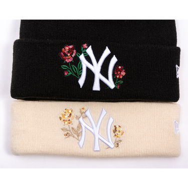 Kapica New Era Beanie MLB Sequin Rose NY Yankees One Size Bež | 60691295, 3