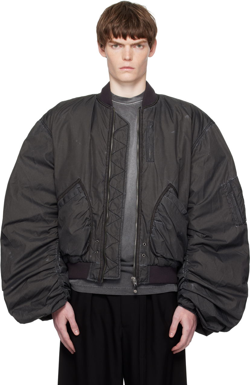 Bomber jakna We11done We11done Washed Nylon Bomber Jacket Crna | WD-JP2-25-059-U-BK