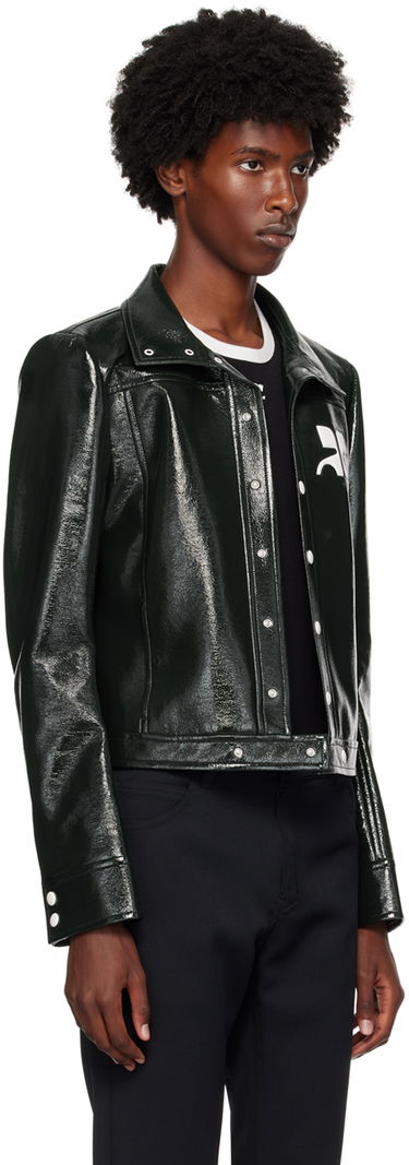 Jakna Courrèges Vinyl Cropped Jacket Crna | PERCBL017VY0014, 4