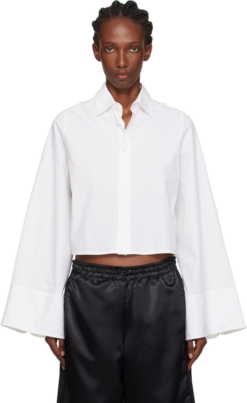 Košulja Maison Margiela MM6 Maison Margiela Cotton Cropped Shirt Bijela | S52DT0044 M35480