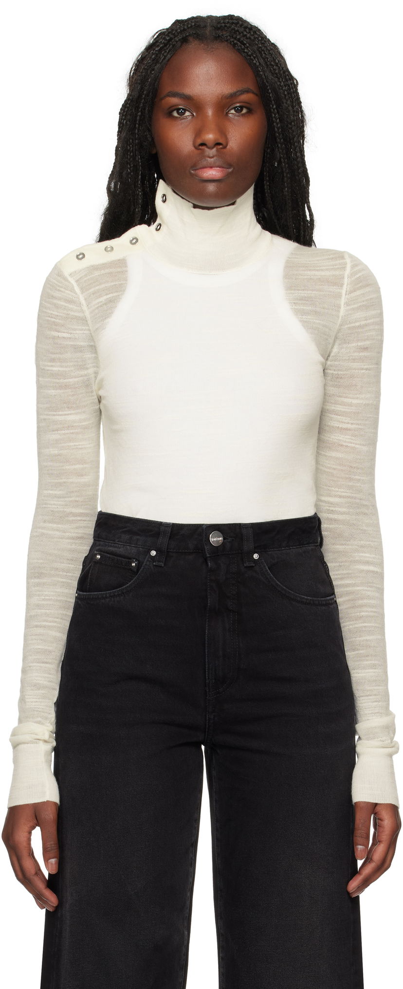 Džemper TOTEME TOTEME Slub Knit Turtleneck Top Bijela | 244-WRT0366-YA0100