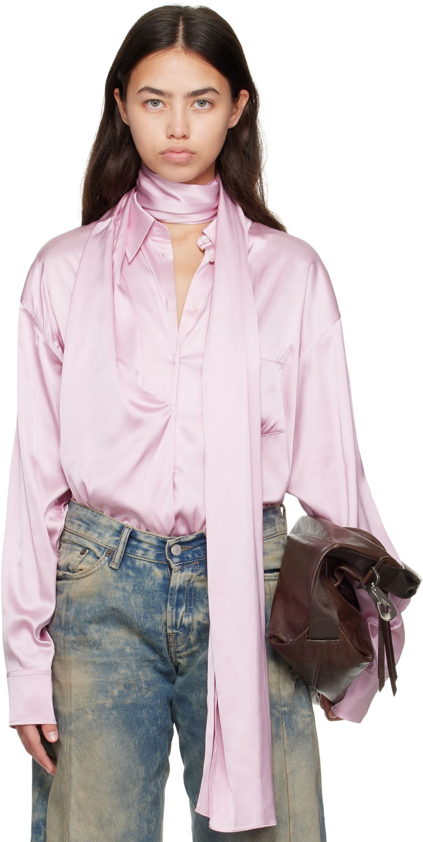 Košulja Acne Studios Acne Studios Layered Satin Blouse Ružičasta | AC0772-