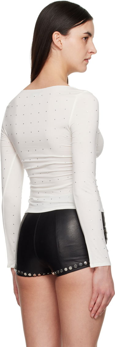 Majica kratkih rukava Miaou Miaou Amelia Crystal-Embellished T-Shirt Bijela | 7183TJRPEA, 2