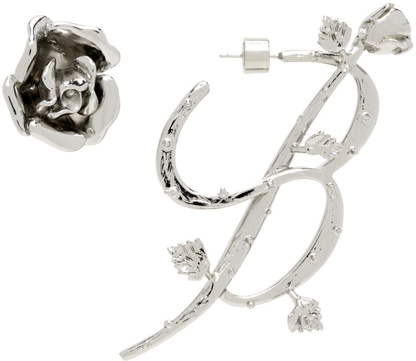 Naušnice Blumarine Silver Rose 'B' Earrings Metalik | P422W230A