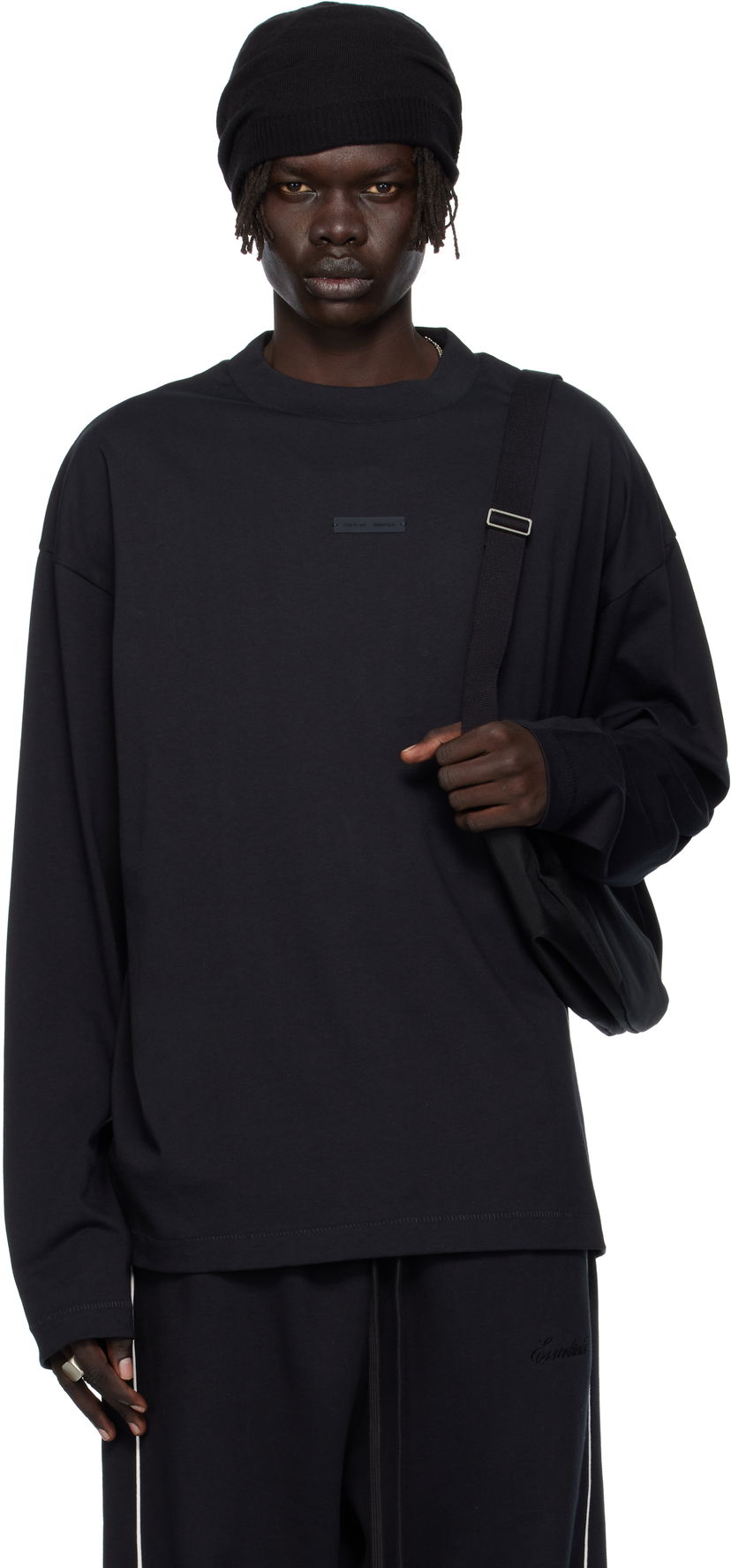 Majica kratkih rukava Fear of God ESSENTIALS Classic Fit Long Sleeve T-shirt Crna | 125SP254200F