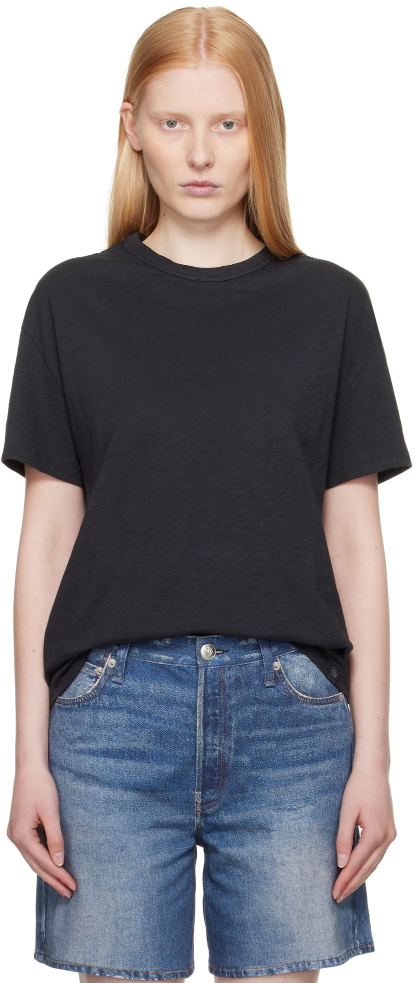 Majica kratkih rukava rag & bone Rag & Bone Boyfriend Mini Slub T-Shirt Crna | WCC23ST059CH59