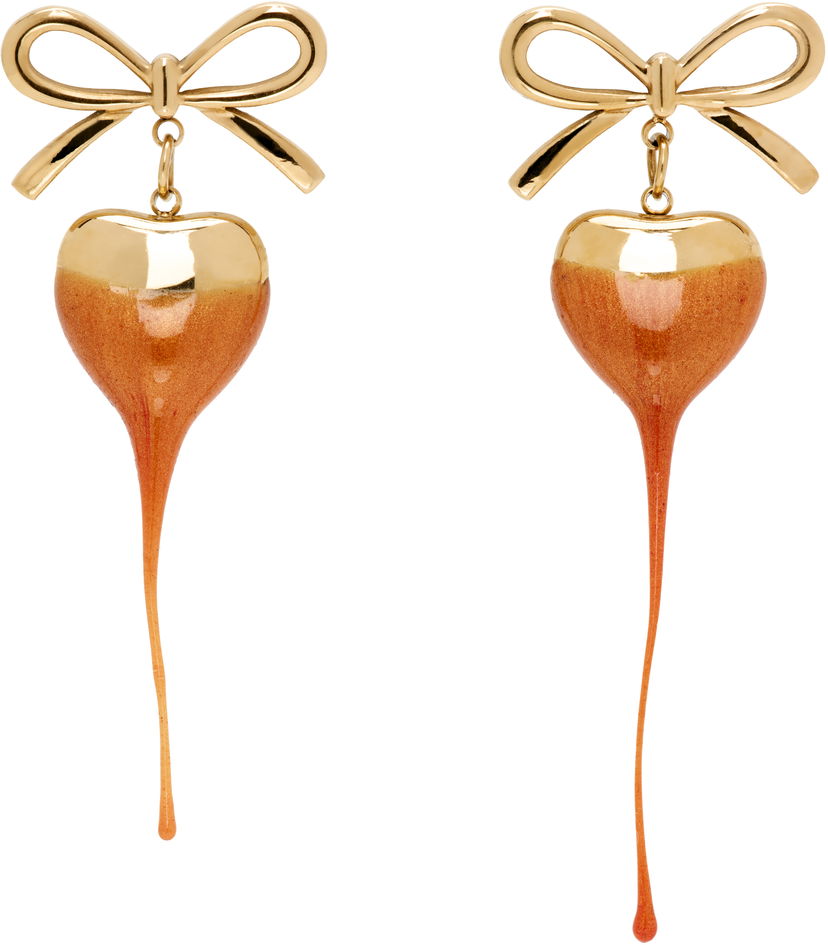 Naušnice Ottolinger Ottolinger Bow Heart Drop Earrings Narančasta | 12590072501